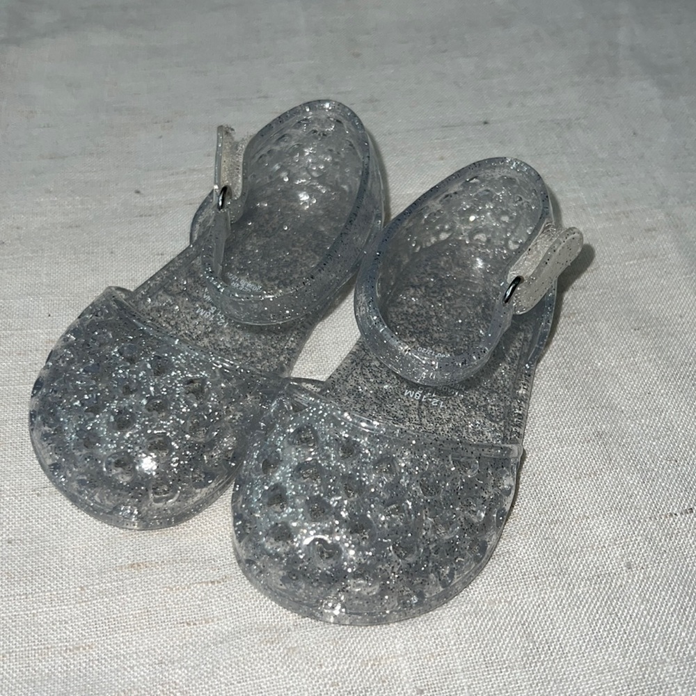 Toddler jelly’s sandals silver sparkles